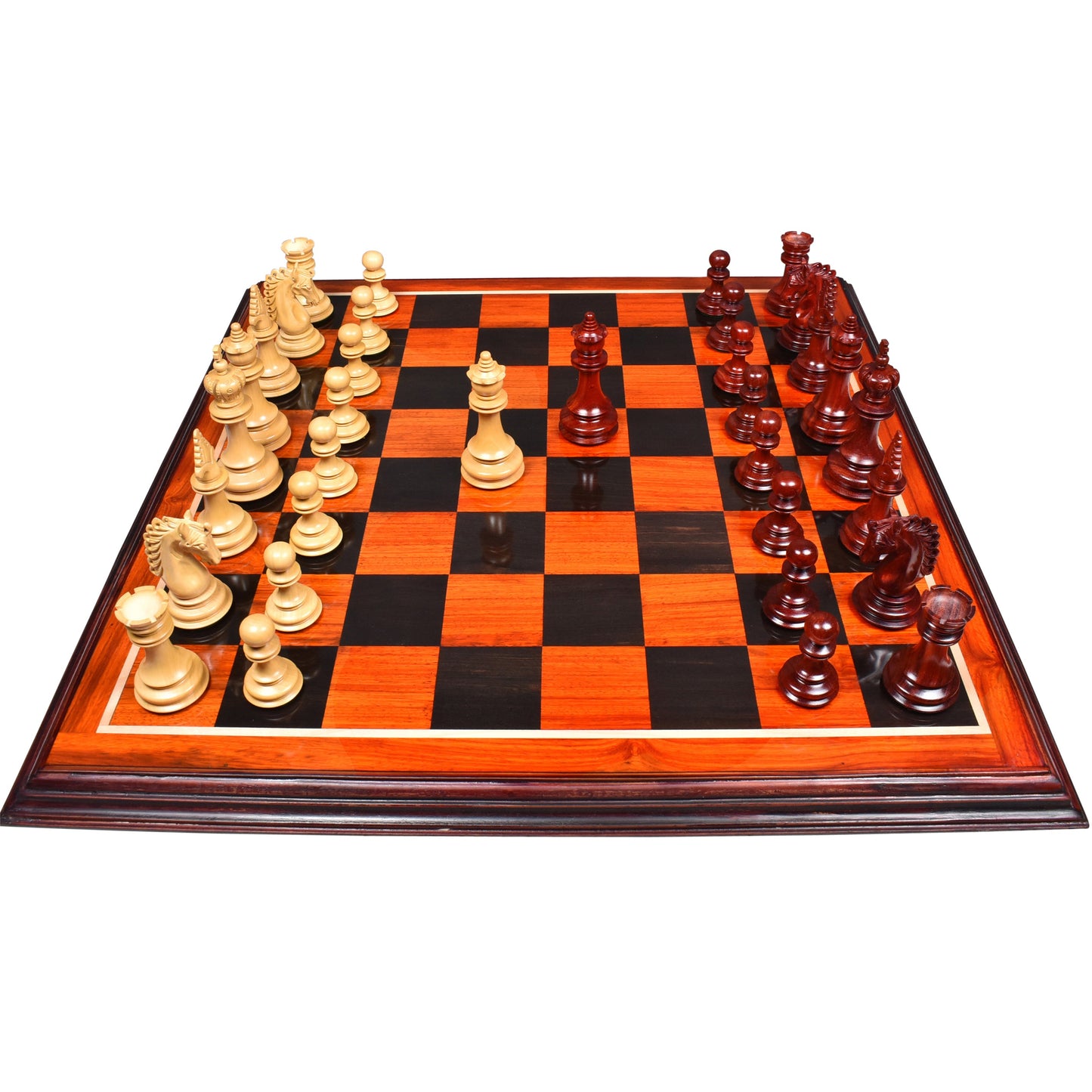 4.5″ Carvers’ Art Luxury Chess Set- Chess Pieces Only - Triple Weighted Budrose Wood