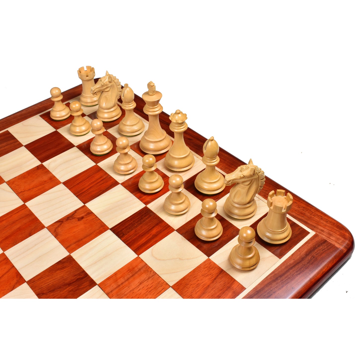 3.9" Exclusive Alban Staunton Chess Set Combo - Pieces in Bud Rosewood with Board and Box