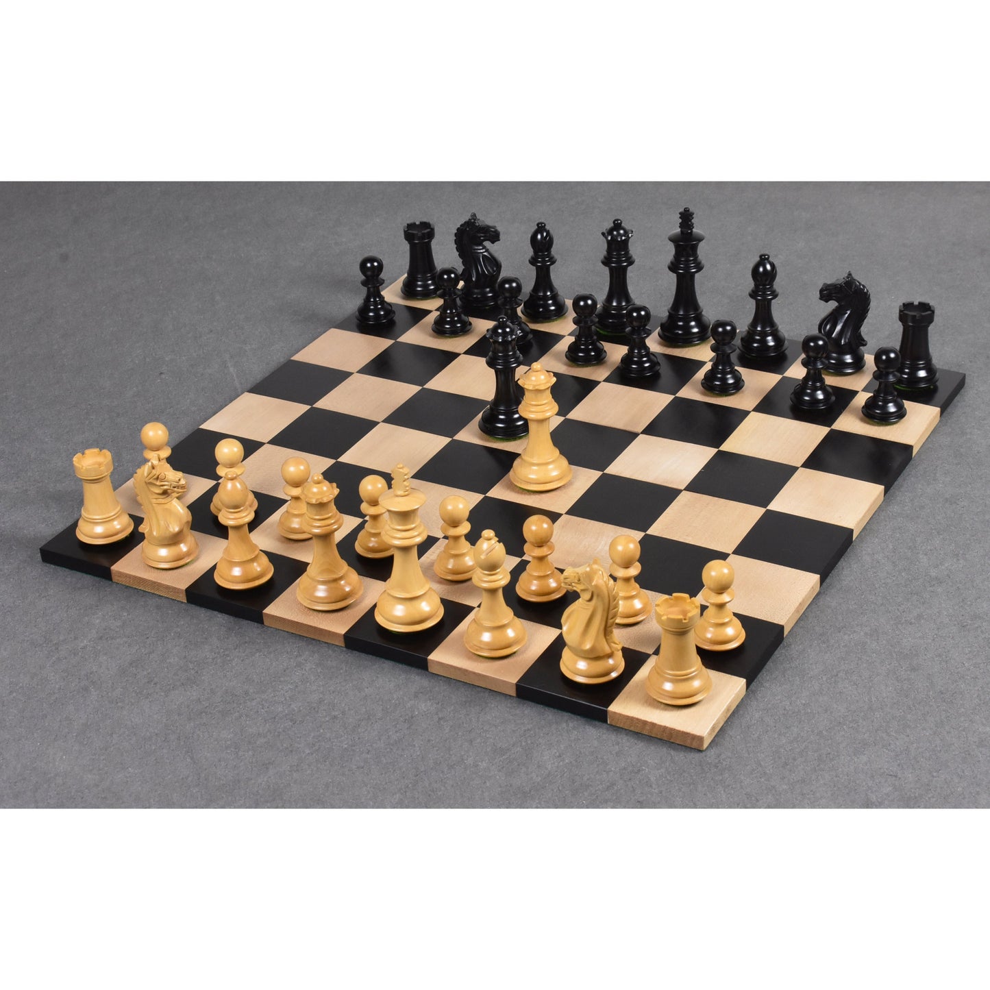 Fierce Knight Staunton Chess Set- Chess Pieces Only - Weighted Boxwood - 3.5" Extra Queens