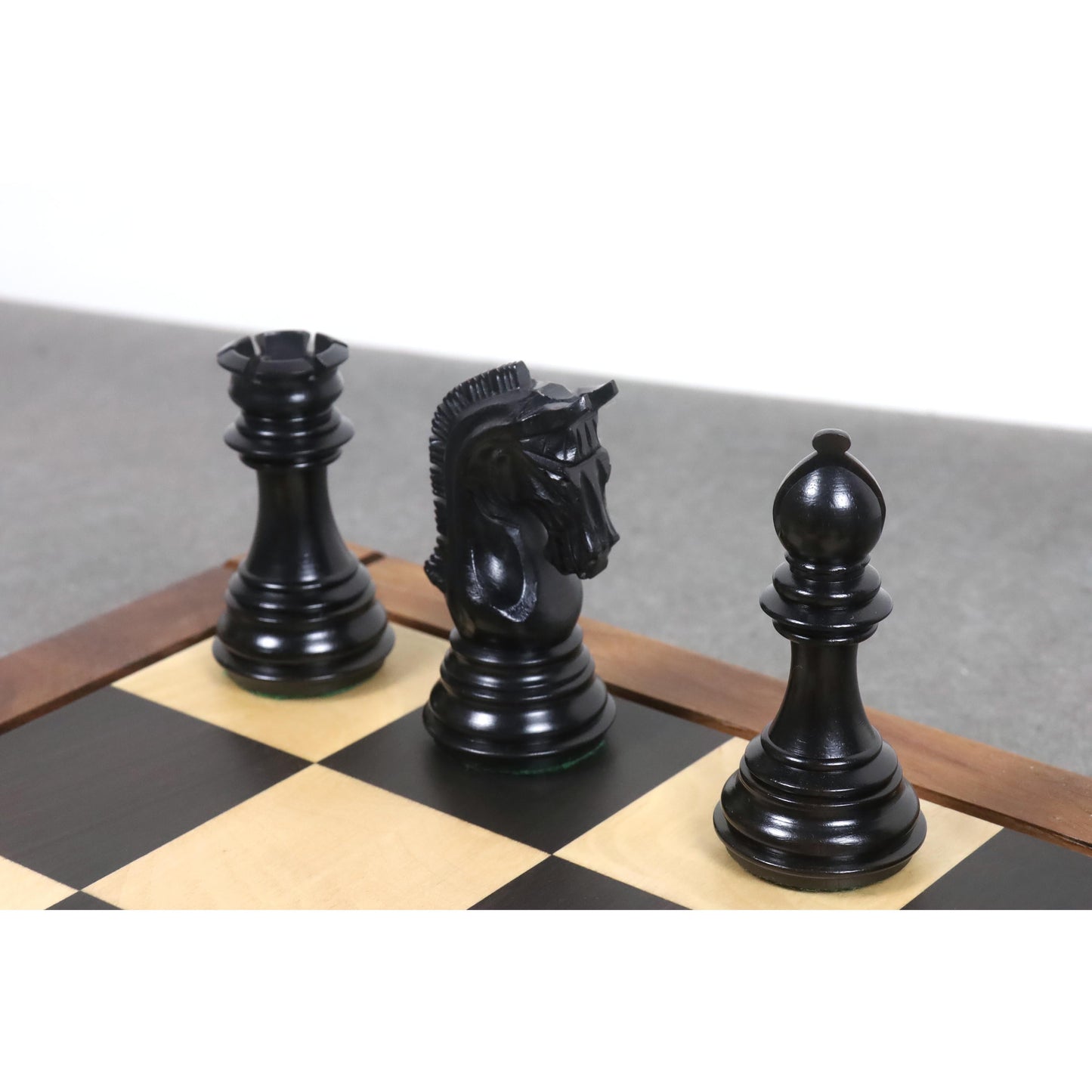 Combo of 3.8" Imperial Staunton Luxury Ebony Wood Chess Pieces with 21" Ebony Chess Board