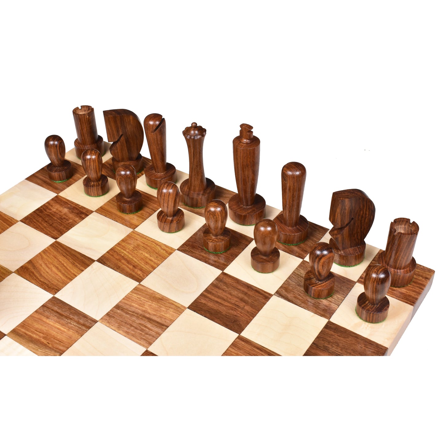 3.9" Minimalist Berliner Combo Chess set-Chess pieces with board - Golden Rosewood