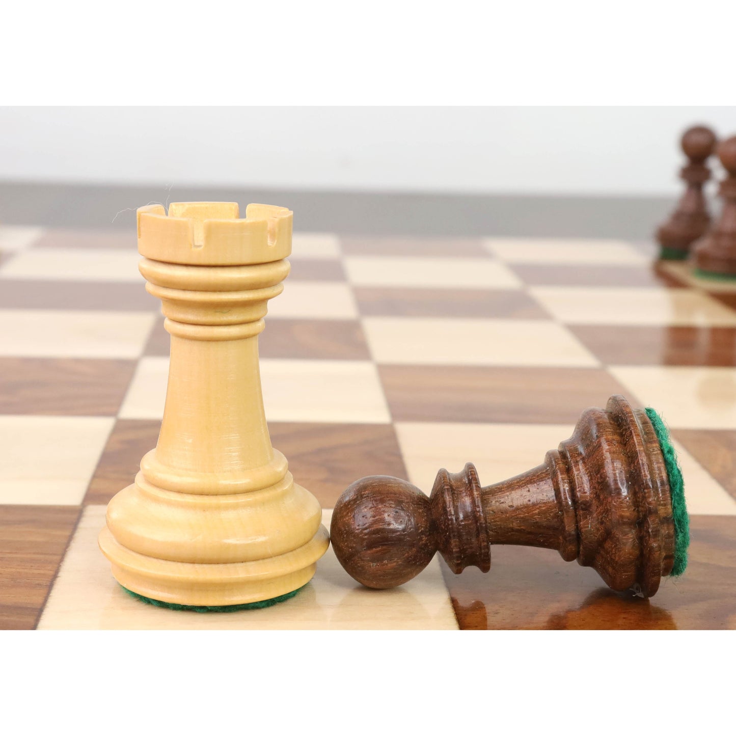 3.4" Meghdoot Series Staunton Chess Set- Chess Pieces Only - Weighted Golden Rosewood