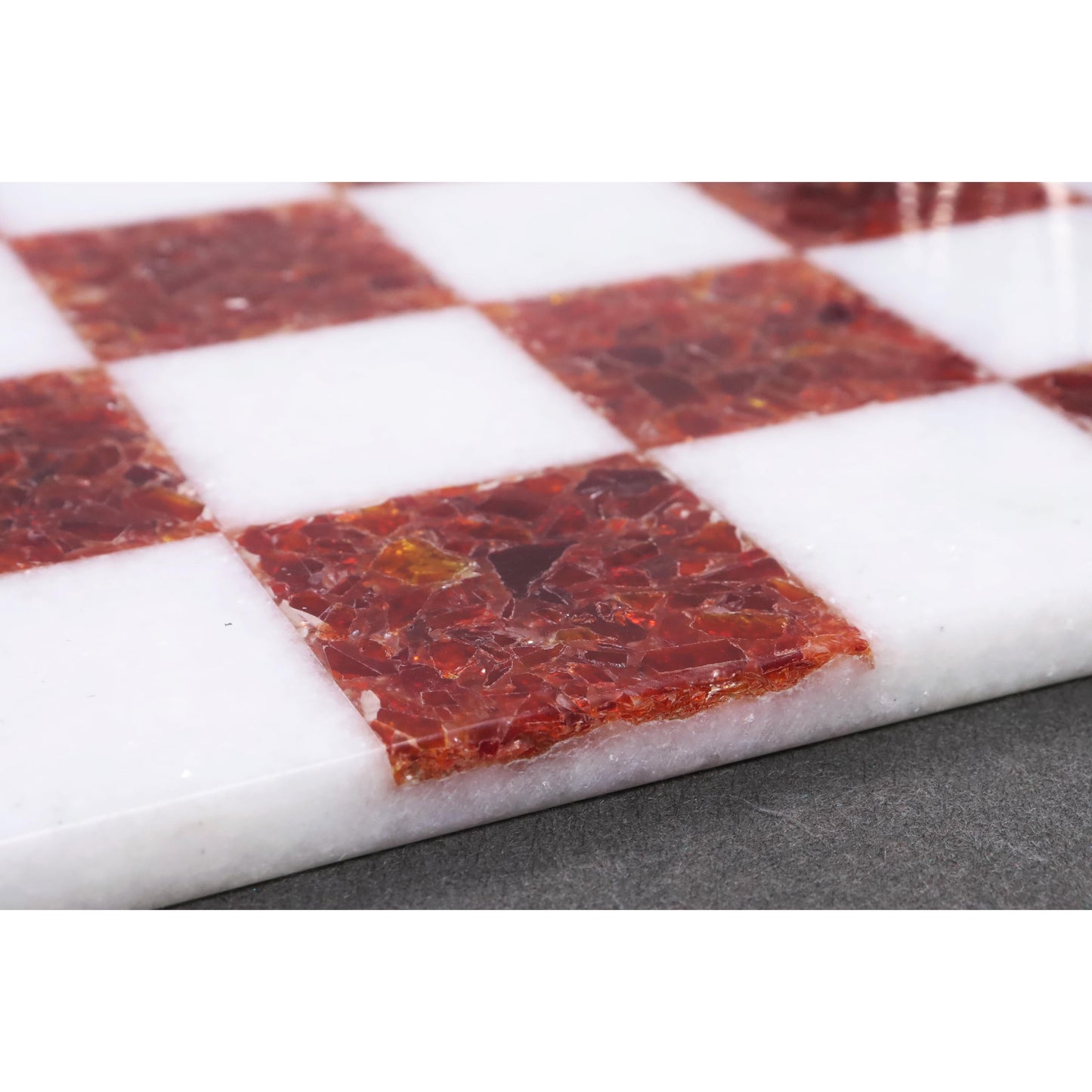 15'' Borderless Marble Stone Luxury Chess Board - Red and White stone