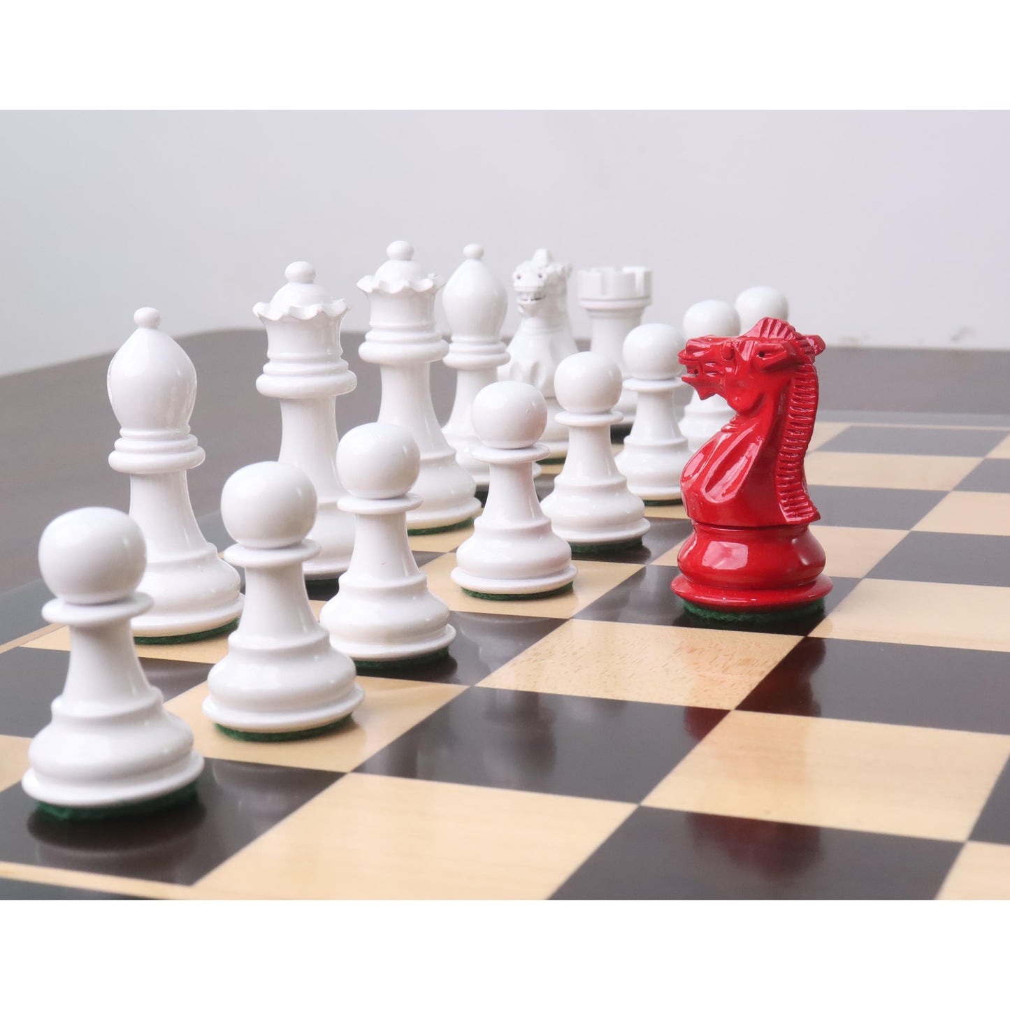 3" Pro Staunton Red & White Painted Wooden Chess Set - Chess Pieces Only