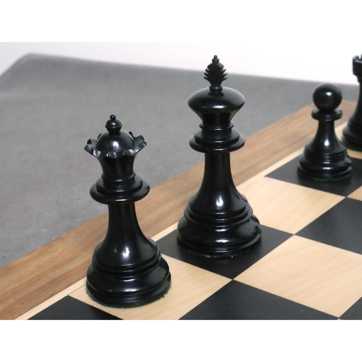 Slightly Imperfect 4.2" Luxury Patton Staunton Chess Set - Chess Pieces Only - Ebony Wood - Triple Weighted