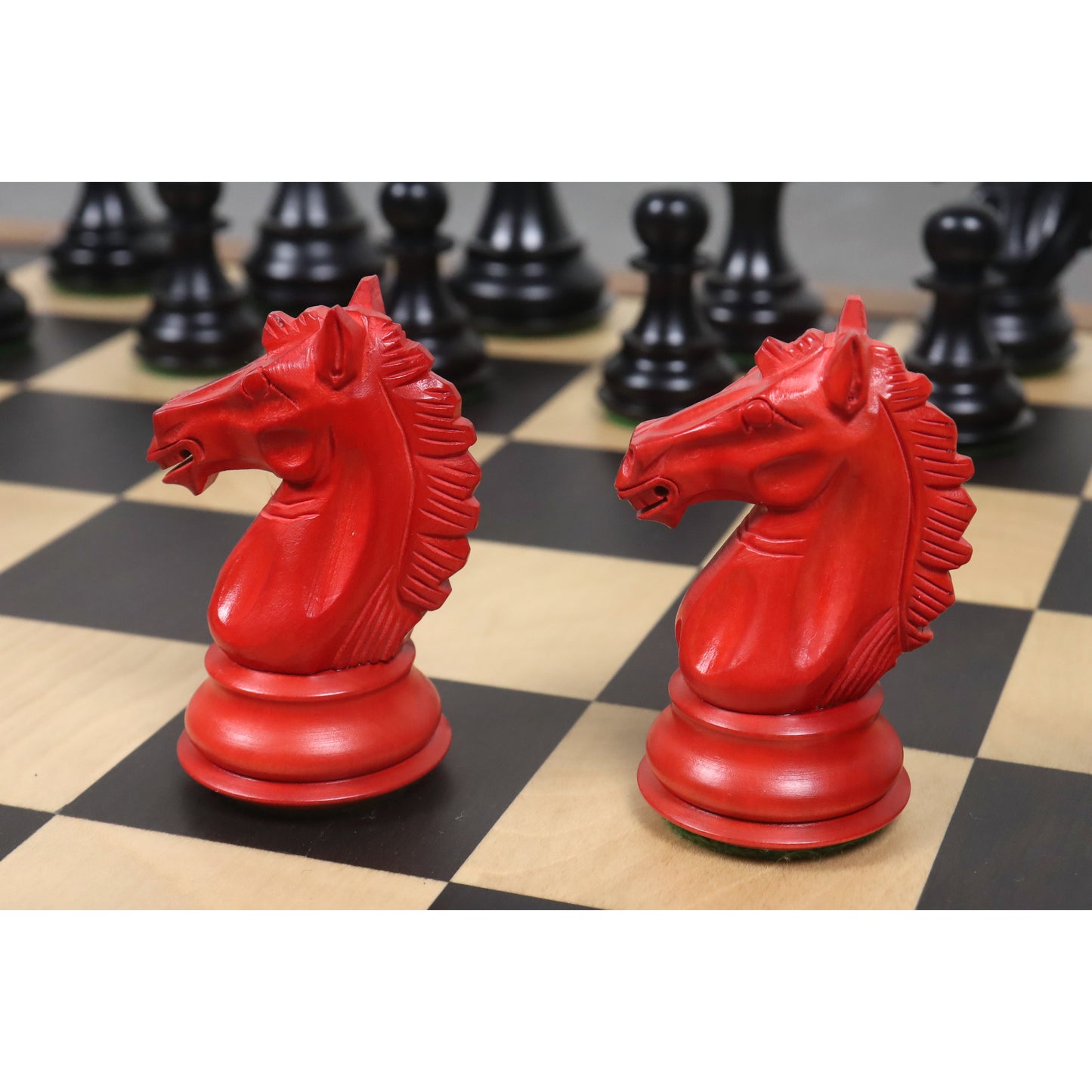 3.9" Alban Staunton Chess Set- Chess Pieces Only- Double Weighted Red & Black Dyed Wood