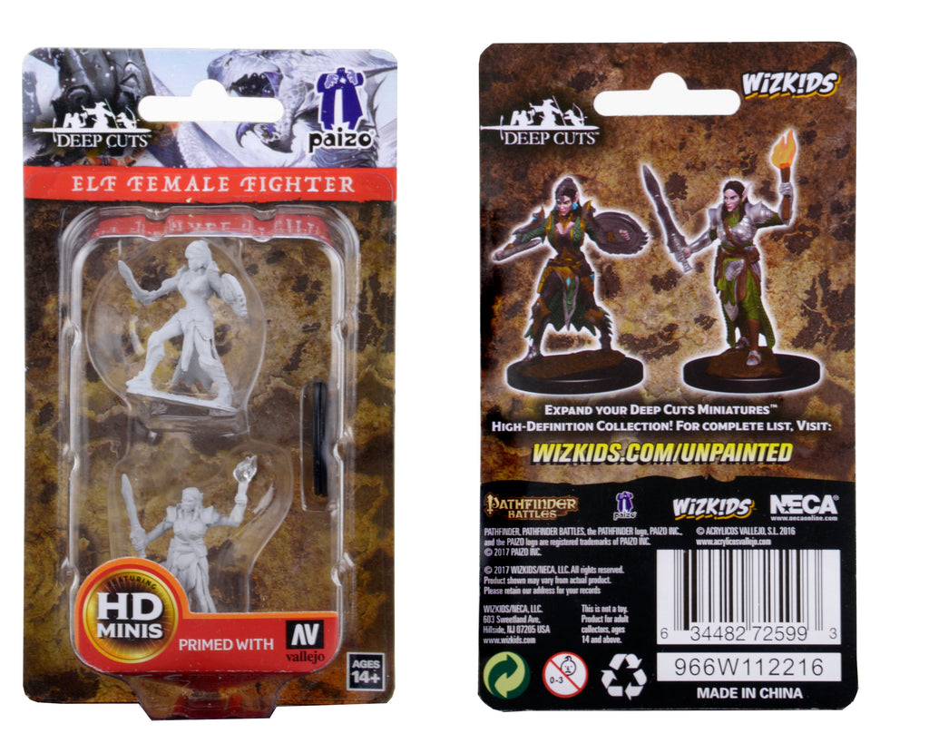 PATHFINDER: DEEP CUTS UNPAINTED MINIATURES -W1-FEMALE ELF FIGHTER