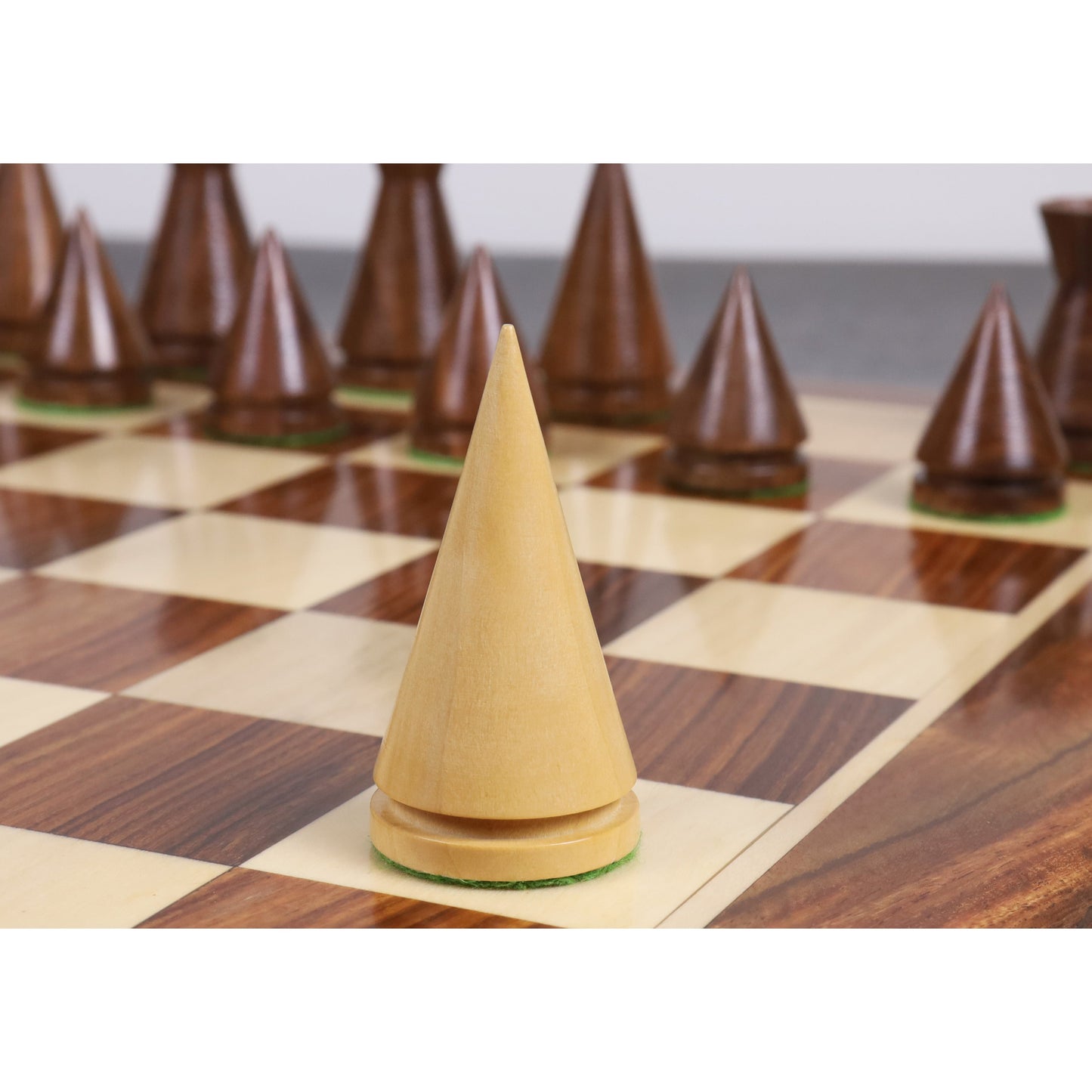 3.1" Russian Poni Minimalist Chess Set- Chess Pieces Only - Golden Rosewood & Boxwood