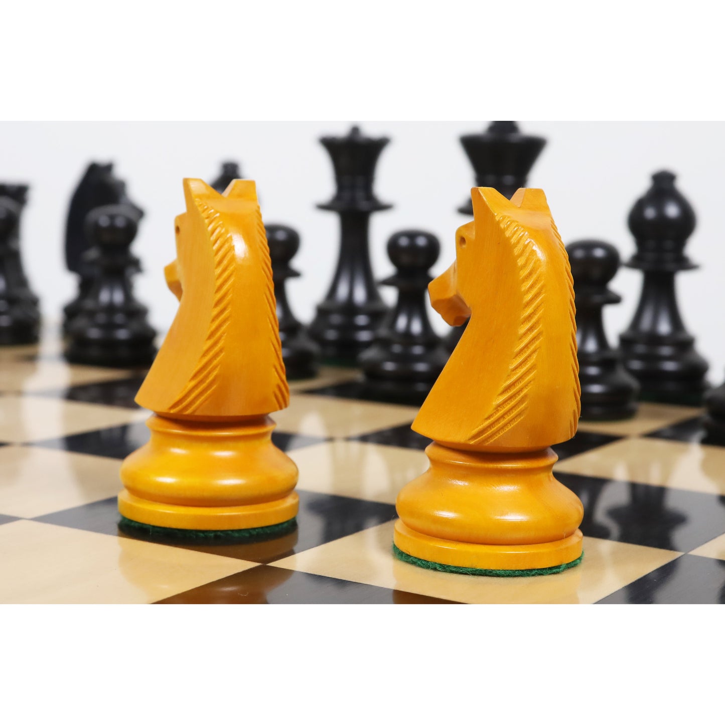 3.9" French Chavet Tournament Chess Set- Chess Pieces Only - Antiqued Boxwood