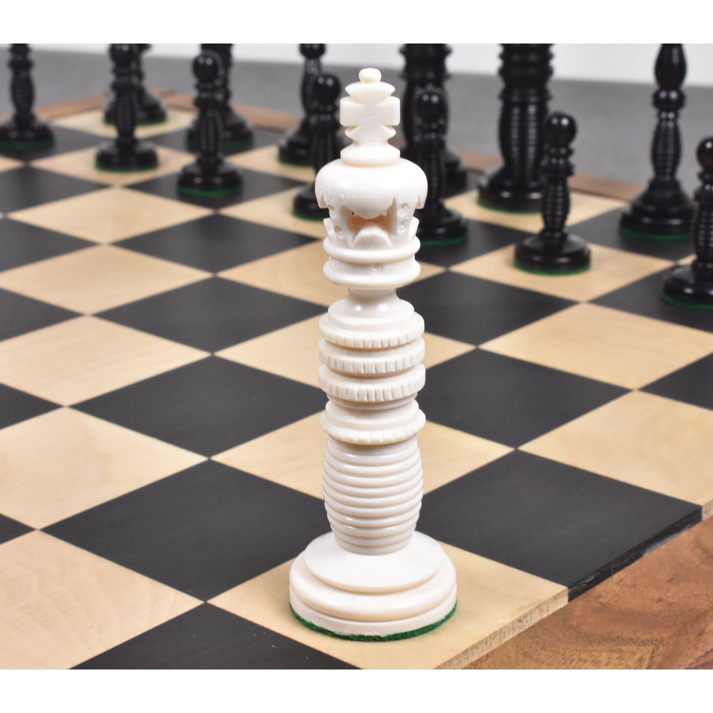 4.4″ Minaret Series Hand Carved Camel Bone Chess Set- Chess Pieces Only – Ivory White