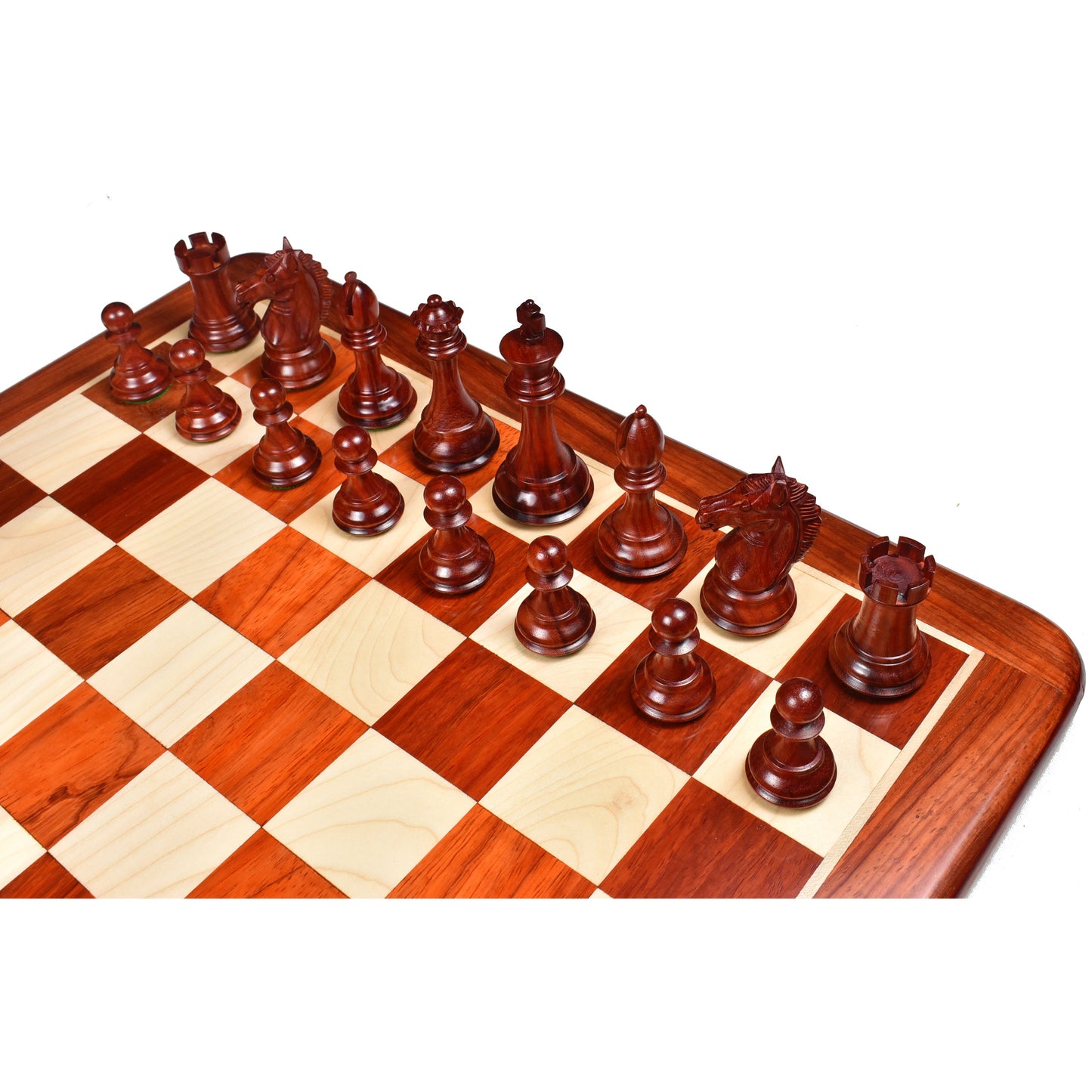 3.9" Exclusive Alban Staunton Chess Set Combo - Pieces in Bud Rosewood with Board and Box