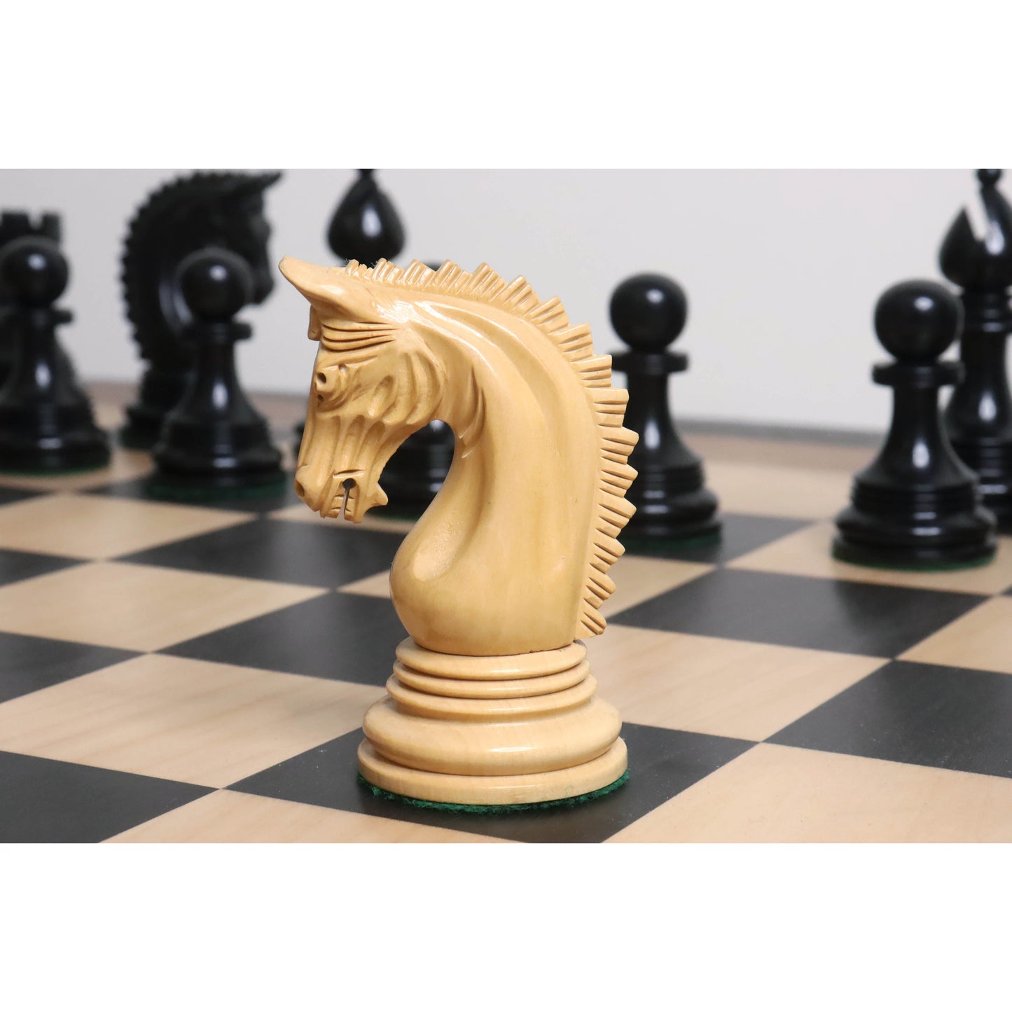 Slightly Imperfect 4.2" Luxury Patton Staunton Chess Set - Chess Pieces Only - Ebony Wood - Triple Weighted