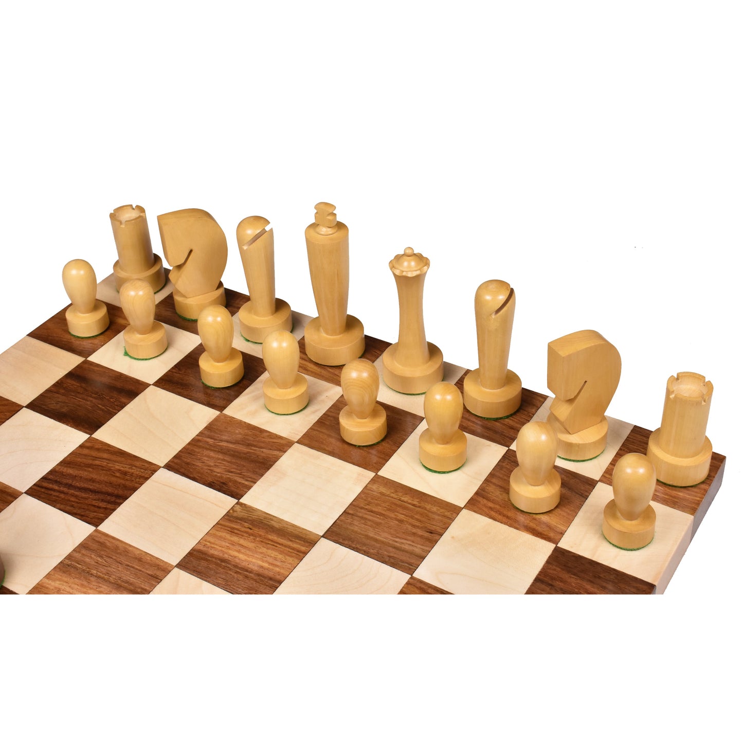 3.9" Minimalist Berliner Combo Chess set-Chess pieces with board - Golden Rosewood