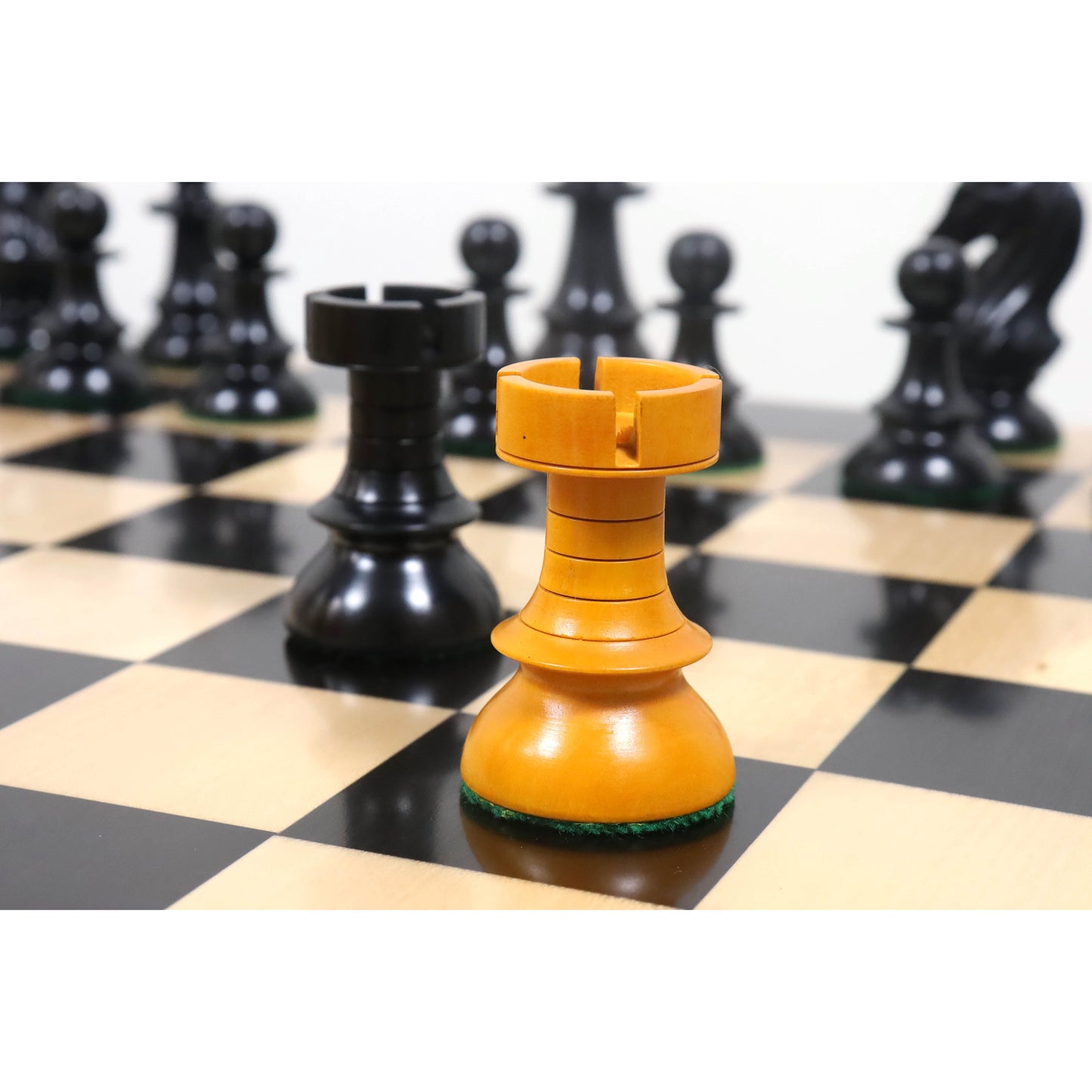 Austrian Coffee House Chess Set- Chess Pieces Only - Antiqued Boxwood & Ebony - 4.1" King