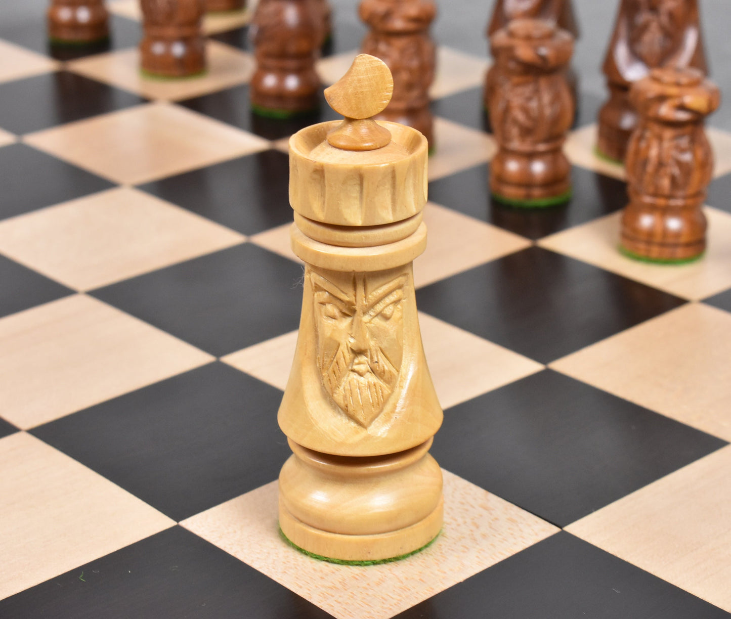 3.5" Crescent Mannequin Hand Carved Chess Set- Chess Pieces Only - Golden Rosewood
