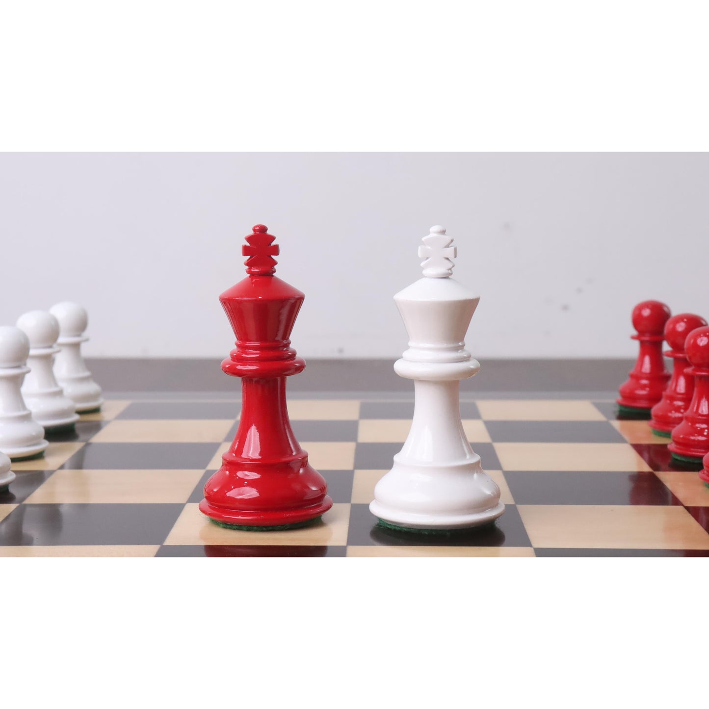 3" Pro Staunton Red & White Painted Wooden Chess Set - Chess Pieces Only