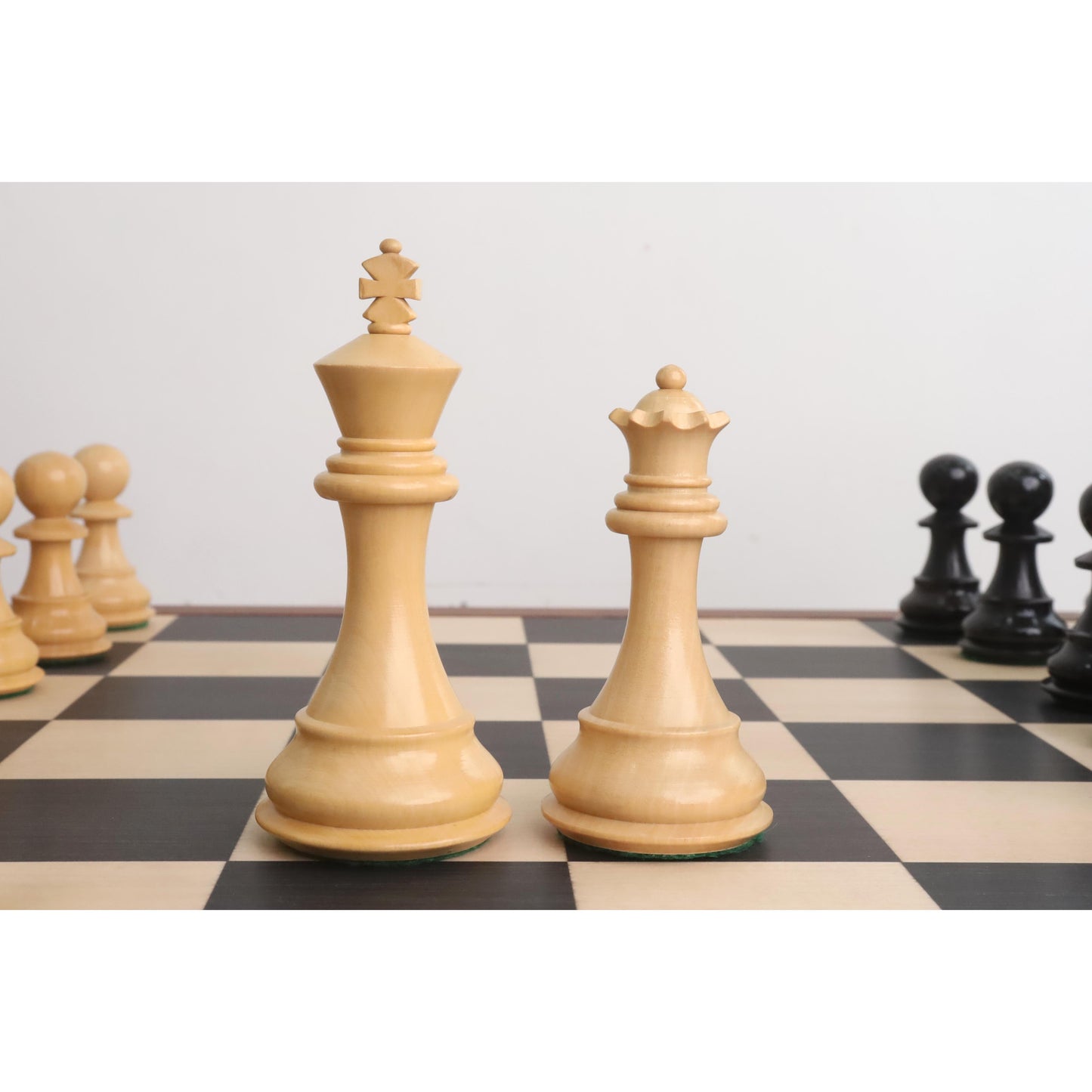 4" Fierce Knight Staunton Chess Set- Chess Pieces Only - Weighted Ebonised Boxwood