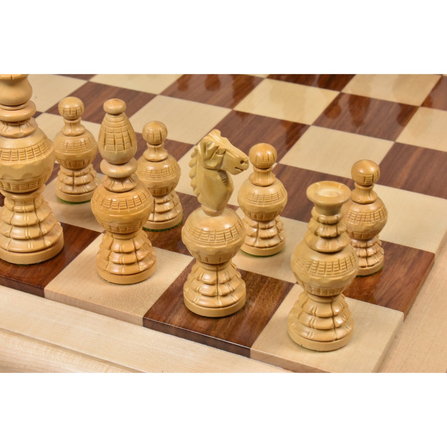 5" Gigantic Globe Series Hand Carved Chess Set- Chess Pieces Only - Ebonised Boxwood