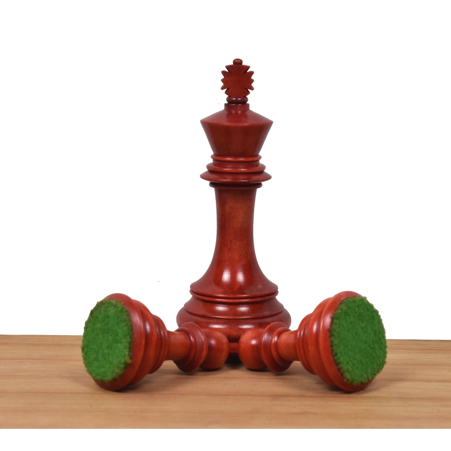 3.9" Old Columbian Staunton Weighted Chess Set- Chess Pieces Only-Crimson & Ebonised Boxwood