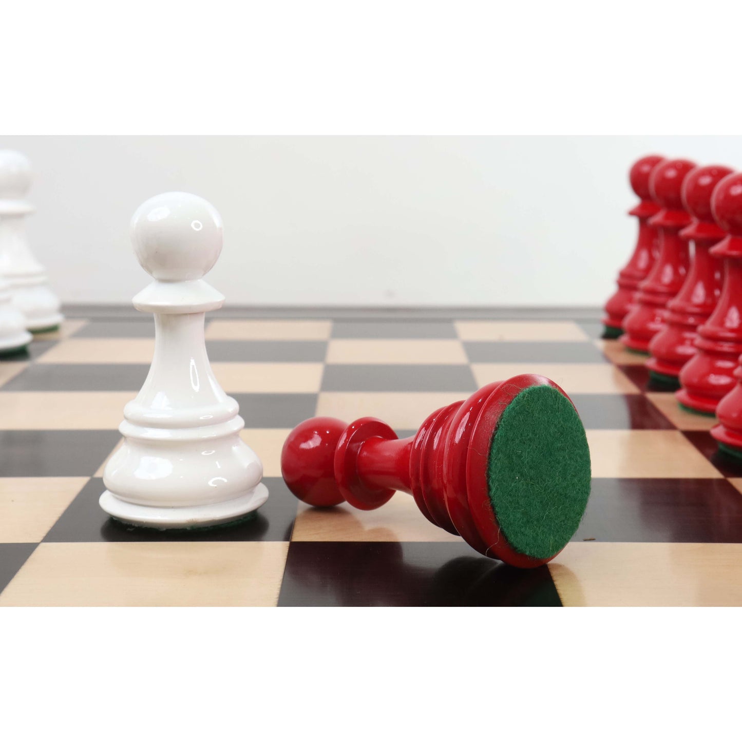 6.3" Jumbo Pro Staunton Luxury Chess Set- Chess Pieces Only - Red & White Lacquered
