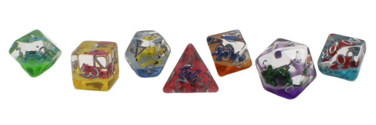 Old School 7 Piece DnD RPG Dice Set: Animal Kingdom - 7 Color Frog