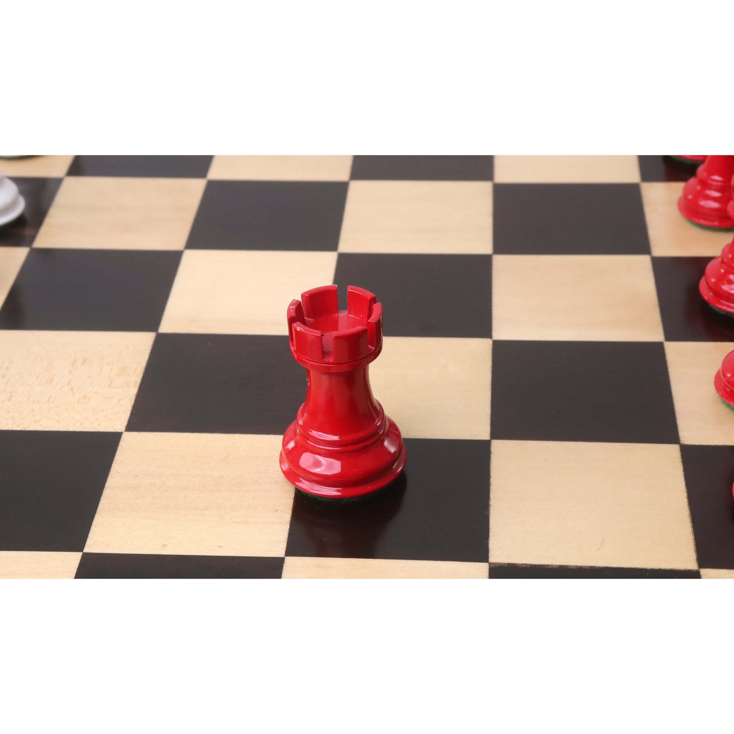 3" Pro Staunton Red & White Painted Wooden Chess Set - Chess Pieces Only