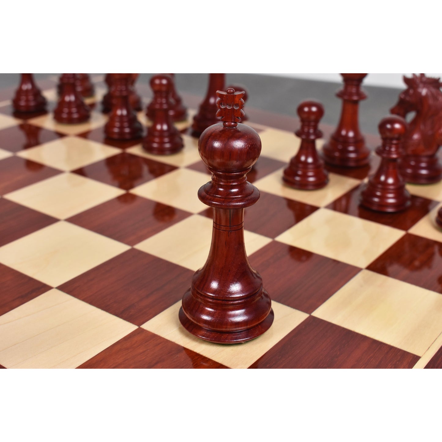 4.6" Prestige Luxury Staunton Chess Set- Chess Pieces Only - Bud Rosewood - Triple Weighted