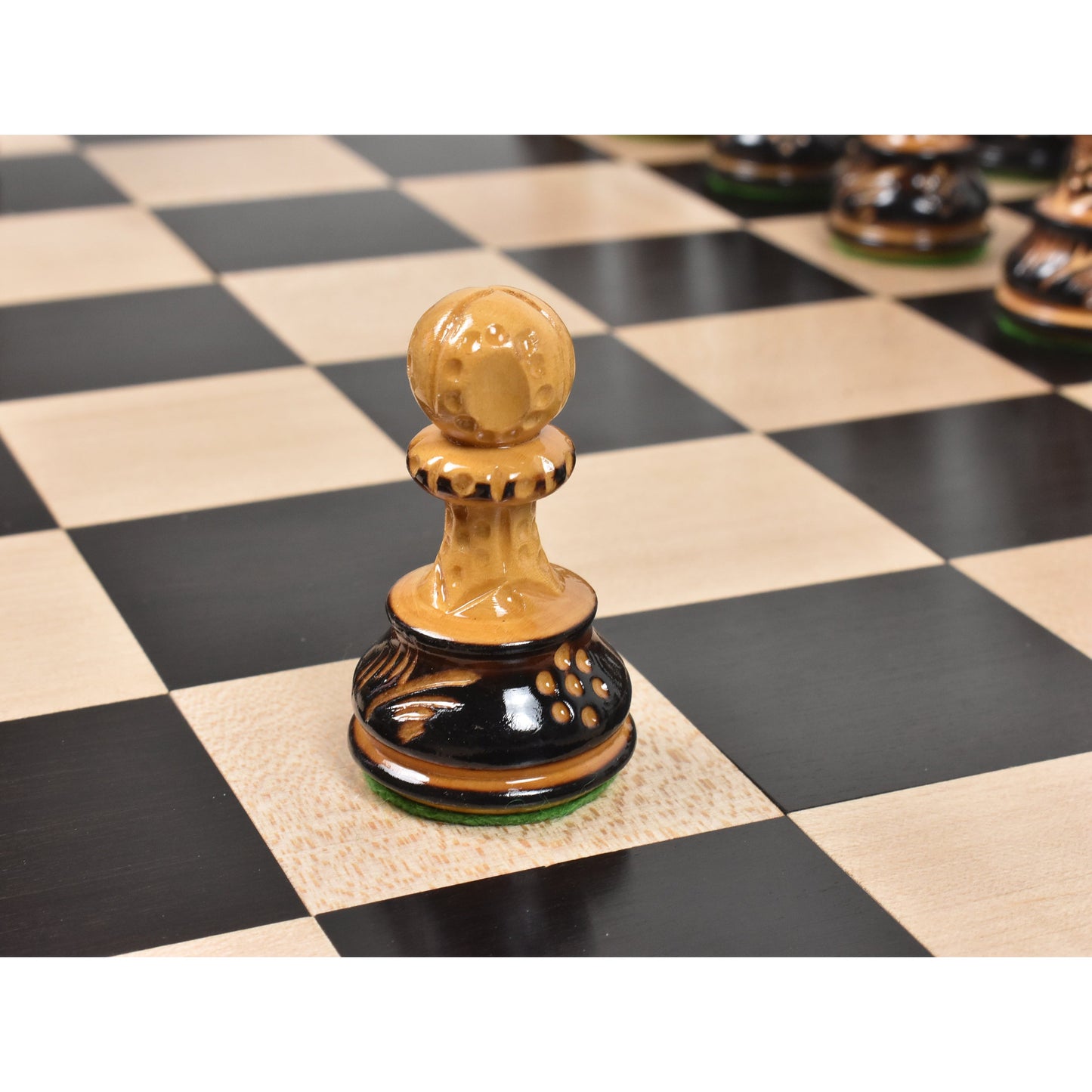 3.75" Artisan Carving Burnt Zagreb Chess Set- Chess Pieces Only - Weighted Box wood