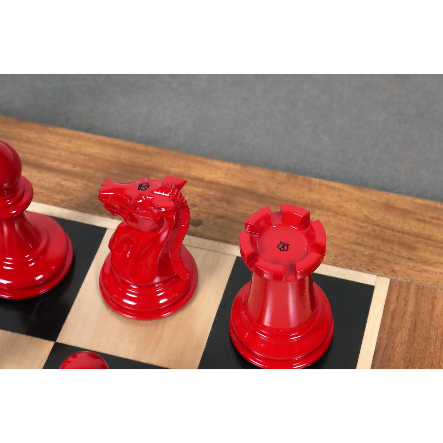 1849-50 Leuchars Cook Staunton Chess Set- Chess Pieces Only-Ivory& Crimson Lacquer-4.5"