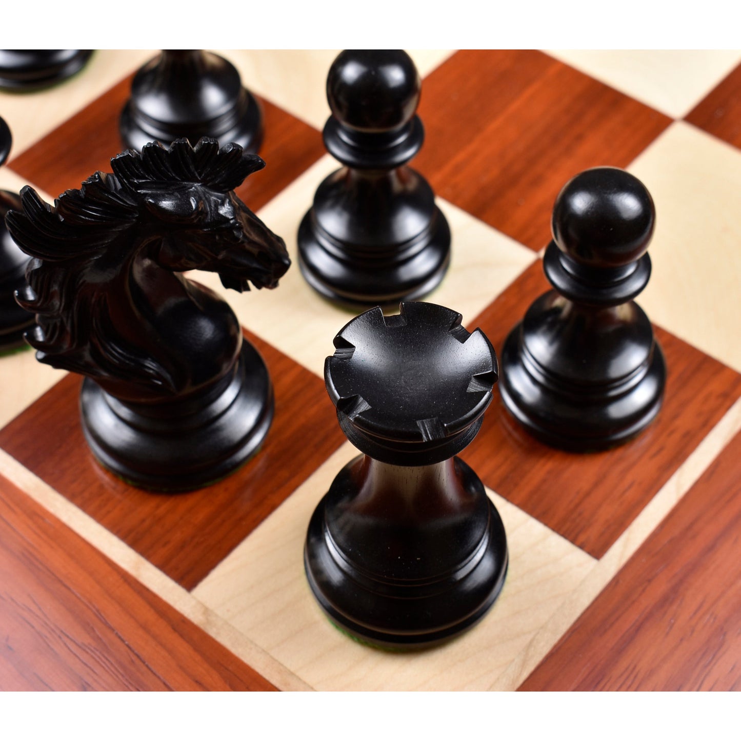 Alexandria Luxury Staunton Chess Set- Chess Pieces Only - Triple Weighted - Ebony & Bud Rosewood