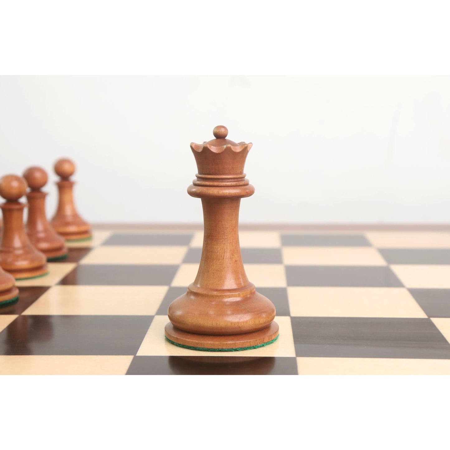 1849 Cooke Type Staunton Chess Set- Chess Pieces Only - Ebony Wood & Antiqued Boxwood - 4.3" King