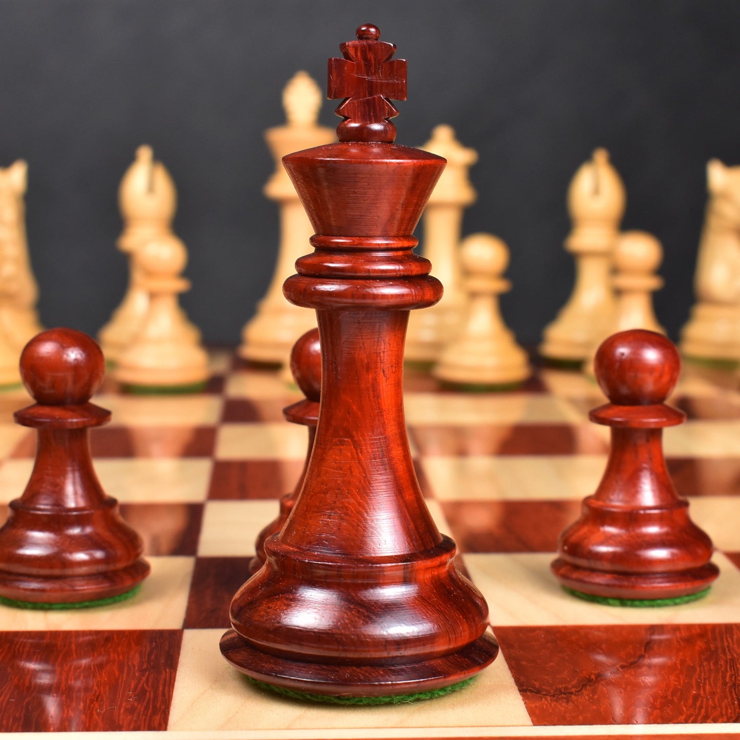 3.9" Exclusive Alban Staunton Chess Set Combo - Pieces in Bud Rosewood with Board and Box