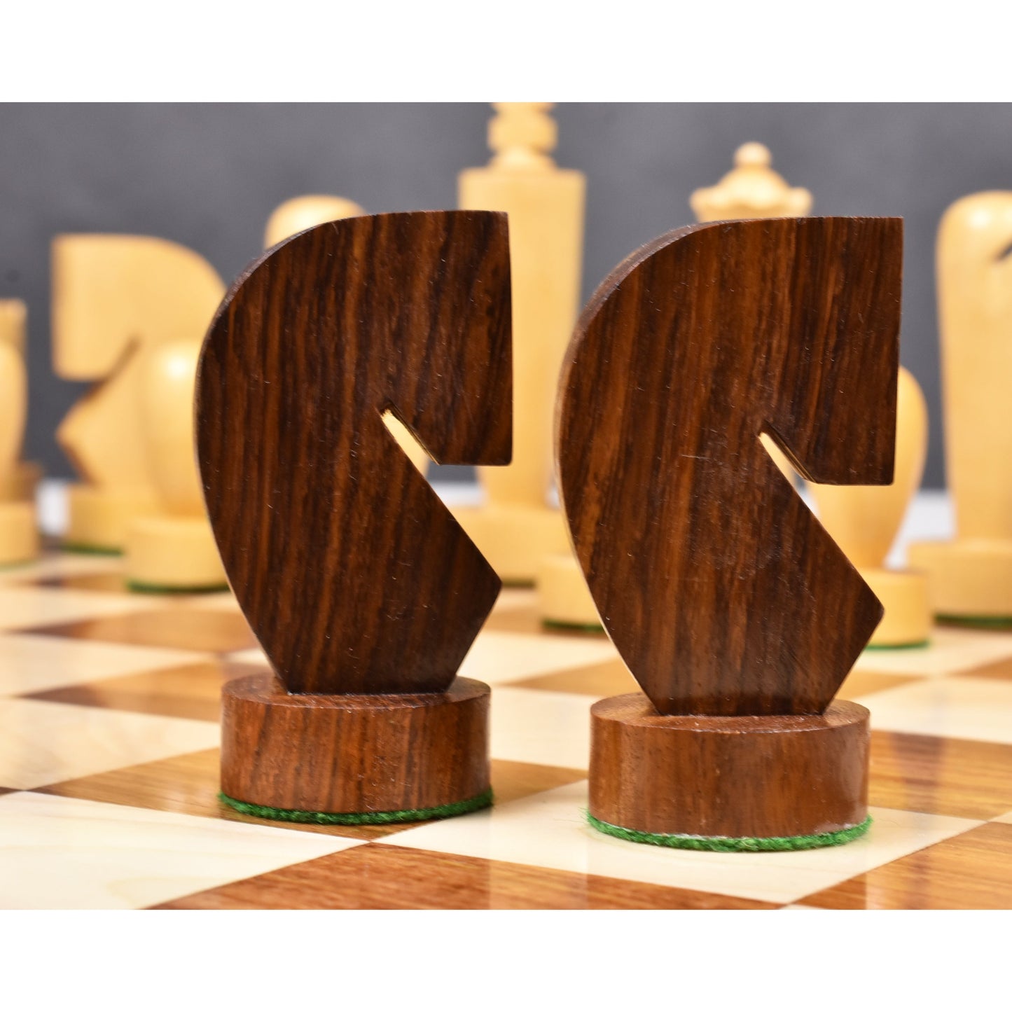 3.9" Minimalist Berliner Combo Chess set-Chess pieces with board - Golden Rosewood