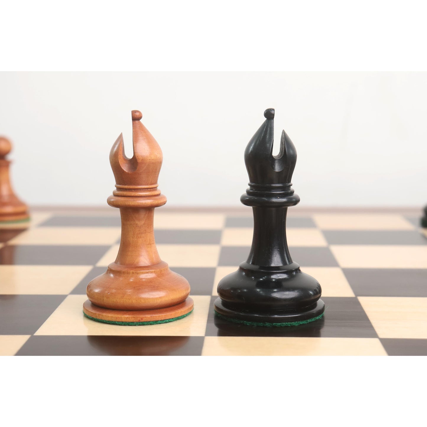 1849 Cooke Type Staunton Chess Set- Chess Pieces Only - Ebony Wood & Antiqued Boxwood - 4.3" King