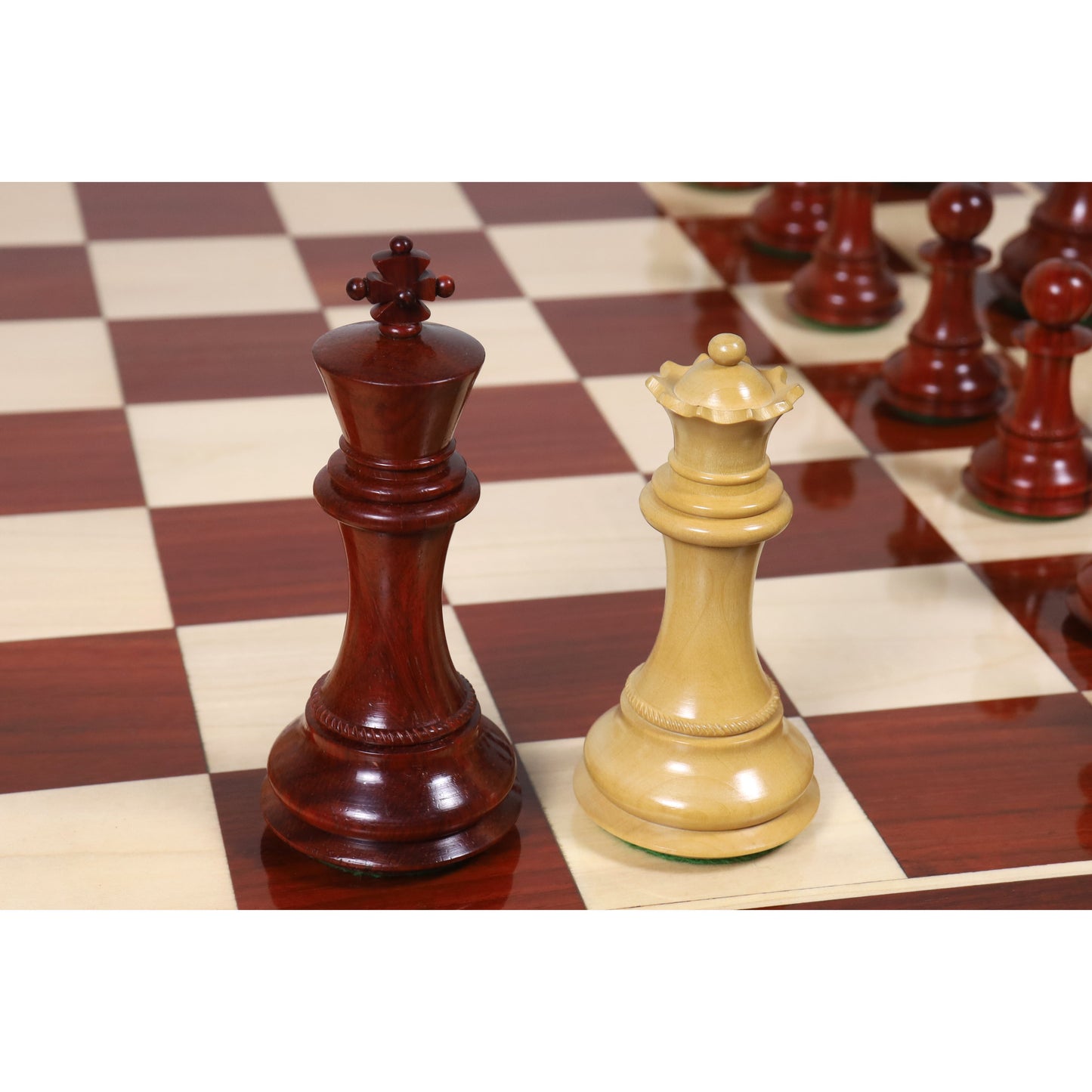 4.5" Sheffield Staunton Luxury Chess Set- Chess Pieces Only- Bud Rosewood Triple Weight