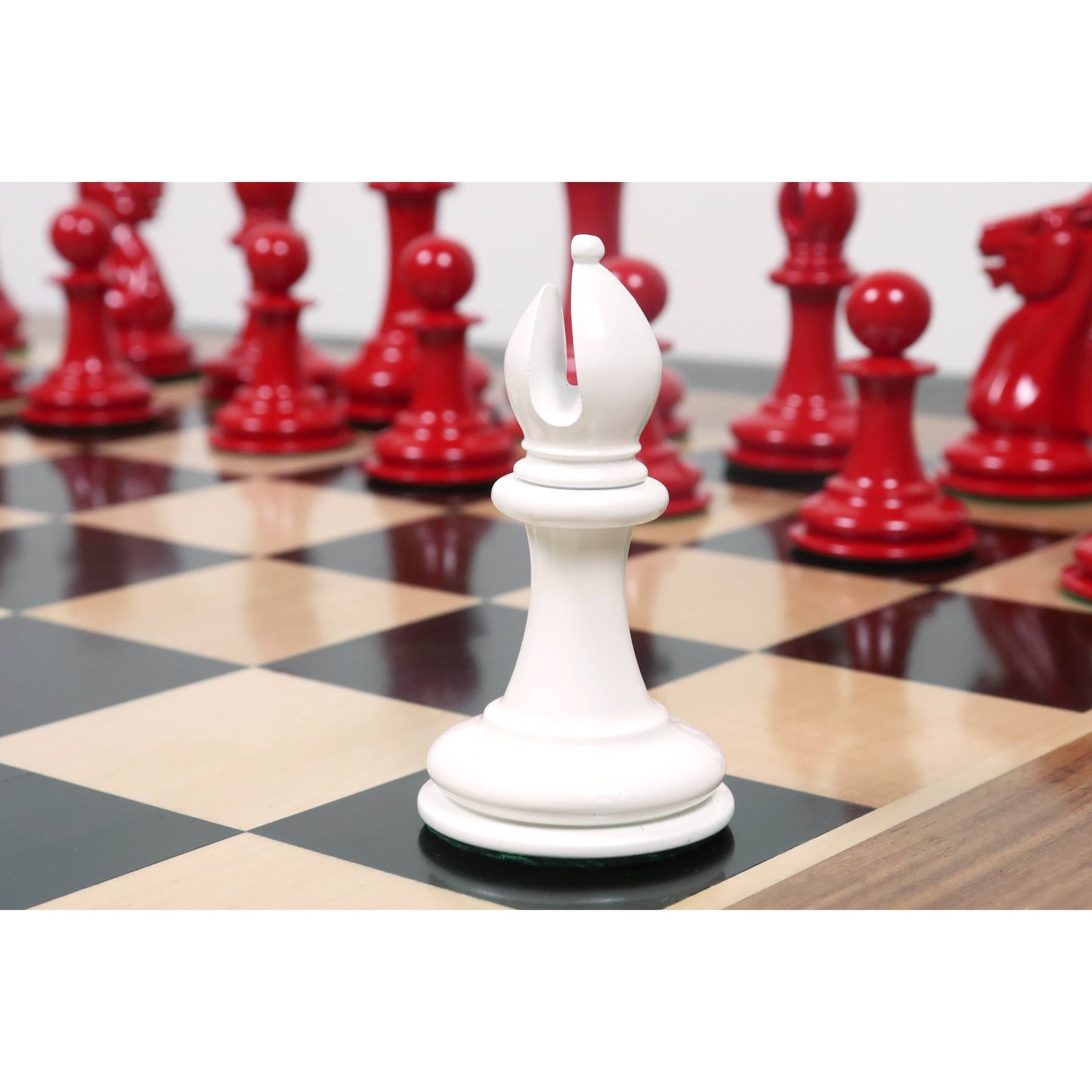 1849-50 Leuchars Cook Staunton Chess Set- Chess Pieces Only-Ivory& Crimson Lacquer-4.5"