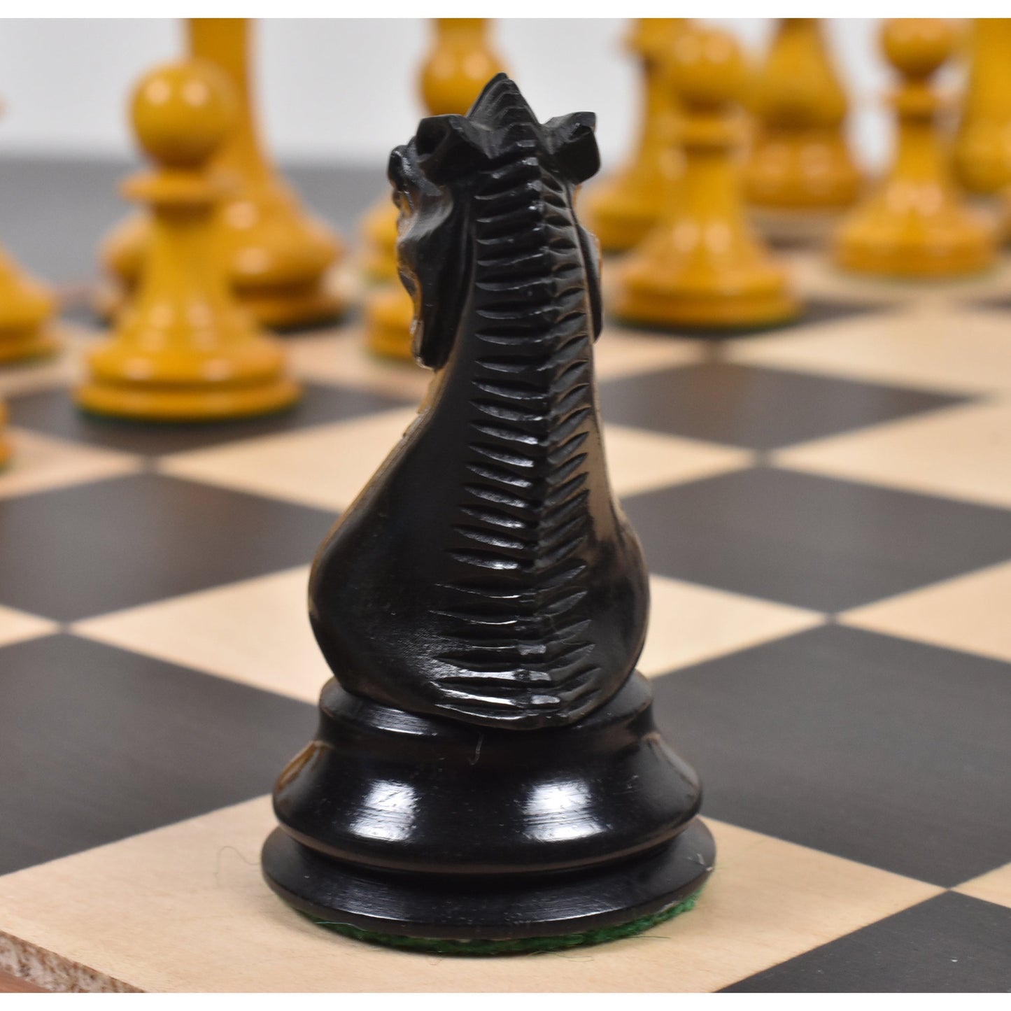 3.5" 1852-55 Harrwitz Staunton Chess Set- Chess Pieces Only- Antiqued Boxwood & Ebony
