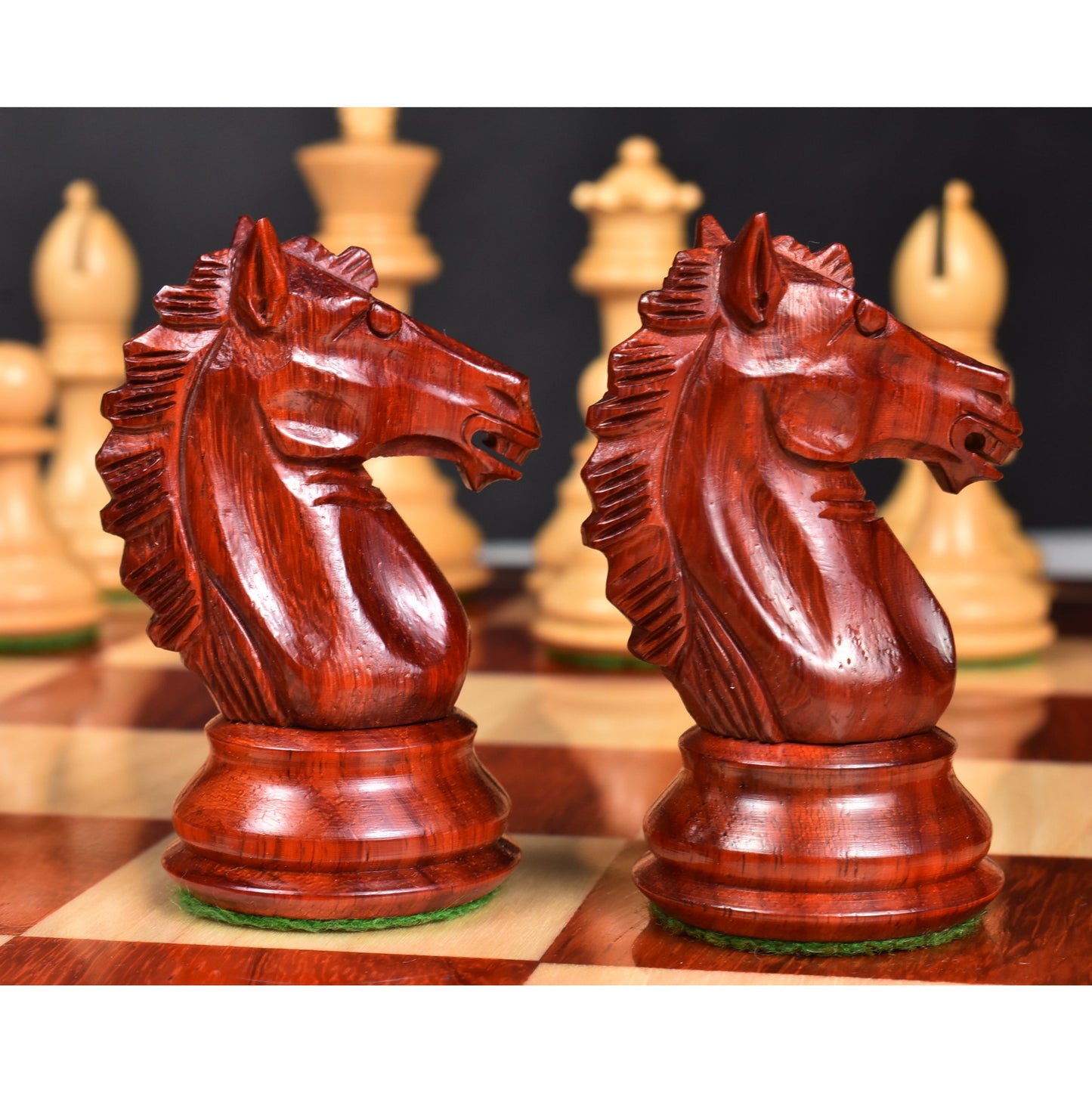 3.9" Exclusive Alban Staunton Chess Set Combo - Pieces in Bud Rosewood with Board and Box