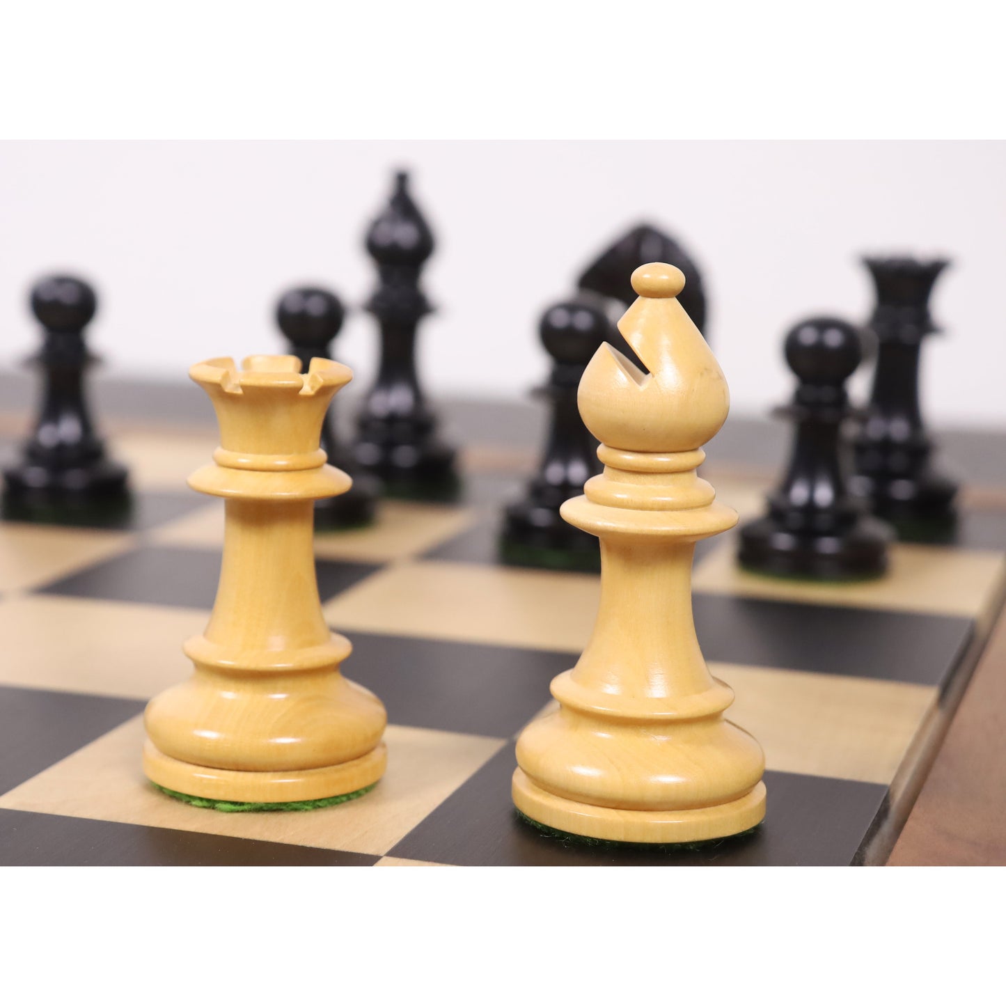 3.5" Persian Knight Staunton Chess Set- Chess Pieces Only - Weighted Ebonised Boxwood