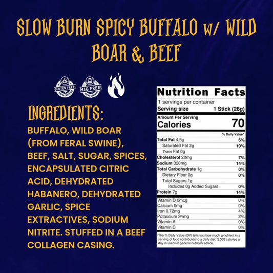 Cerberus (Slow Burn Spicy Buffalo With Wild Boar and Beef Stick)