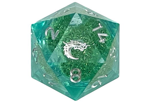 Old School Sharp Edged 22mm D20: Liquid Infused - Emerald Fury