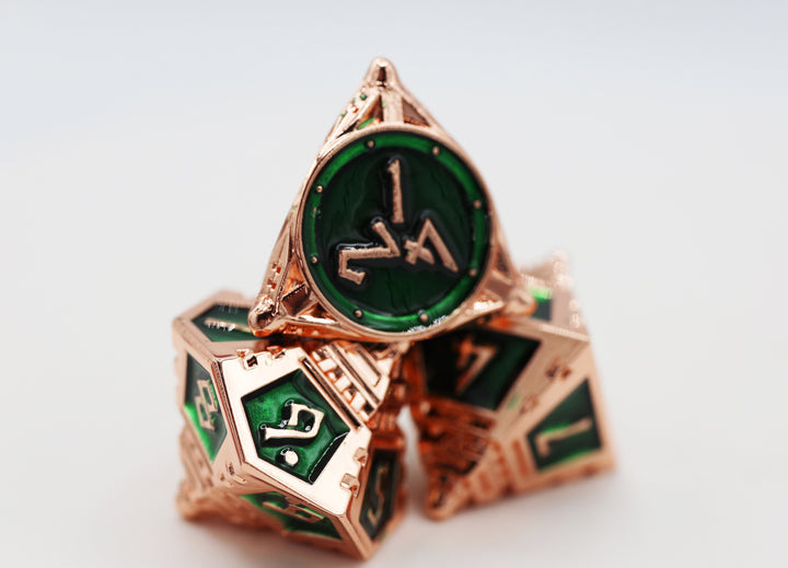 Dice 51: Emerald Meteor Shower - Metal RPG Dice Set