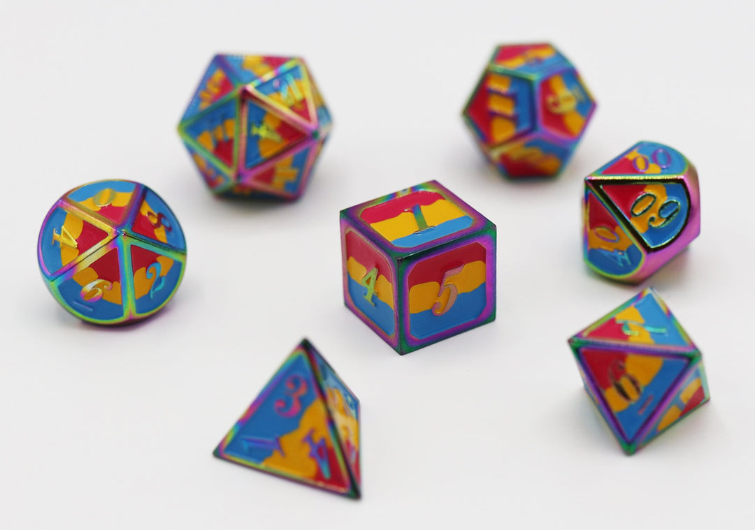 Pansexual Pride Flag - Metal RPG Dice Set