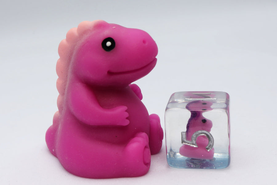 Pink T-Rex RPG Dice Set
