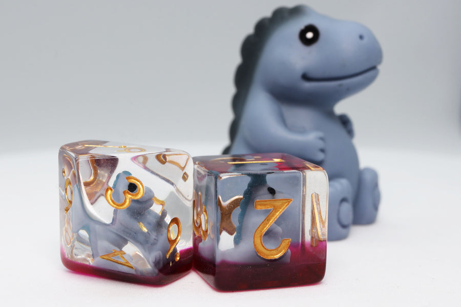 Gray T-Rex RPG Dice Set