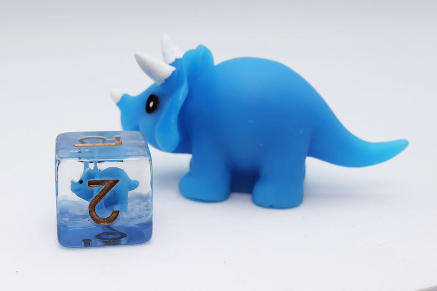 Blue Triceratops RPG Dice Set