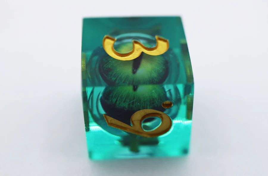 Sharp Edge Moving Eye RPG Dice Set - Green Cyclops