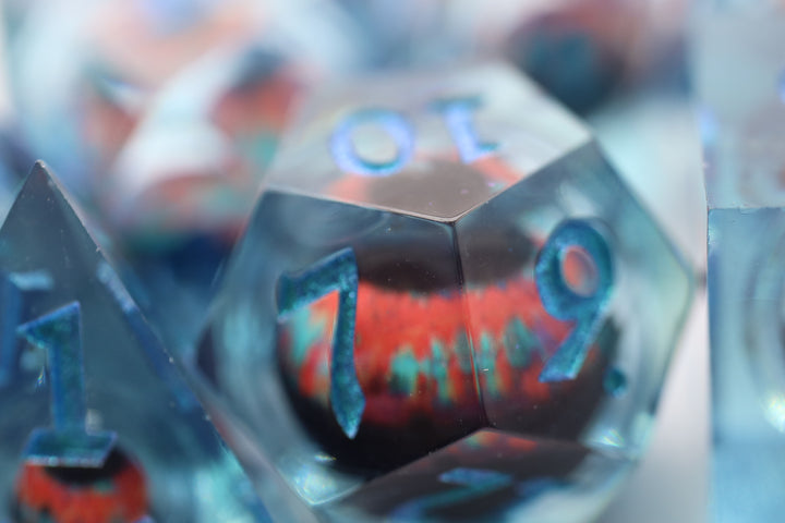 Sharp Edge Moving Eye RPG Dice Set - Teal Cyclops