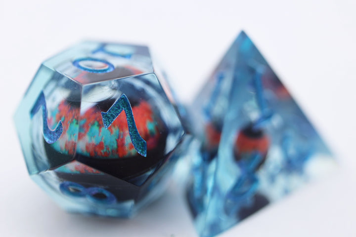 Sharp Edge Moving Eye RPG Dice Set - Teal Cyclops