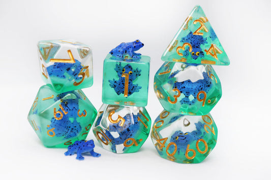 DARK BLUE FROG RPG DICE SET